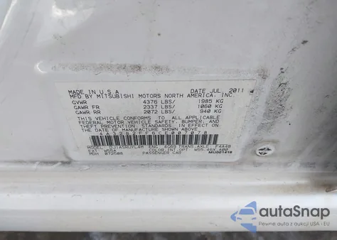 2012 Mitsubishi Galant Fe z USA, uszkodzony, nr VIN 4A32B2FF6CE007078